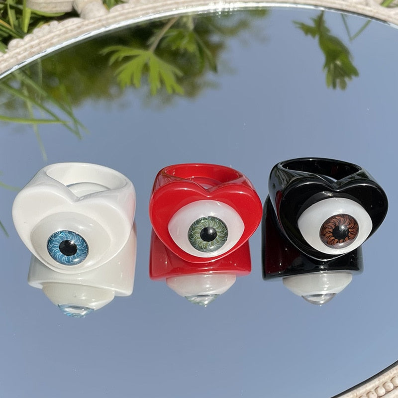 Acrylic Evil Eye Rings