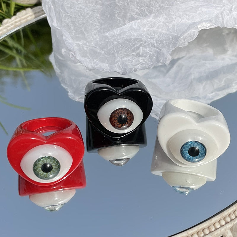Acrylic Evil Eye Rings