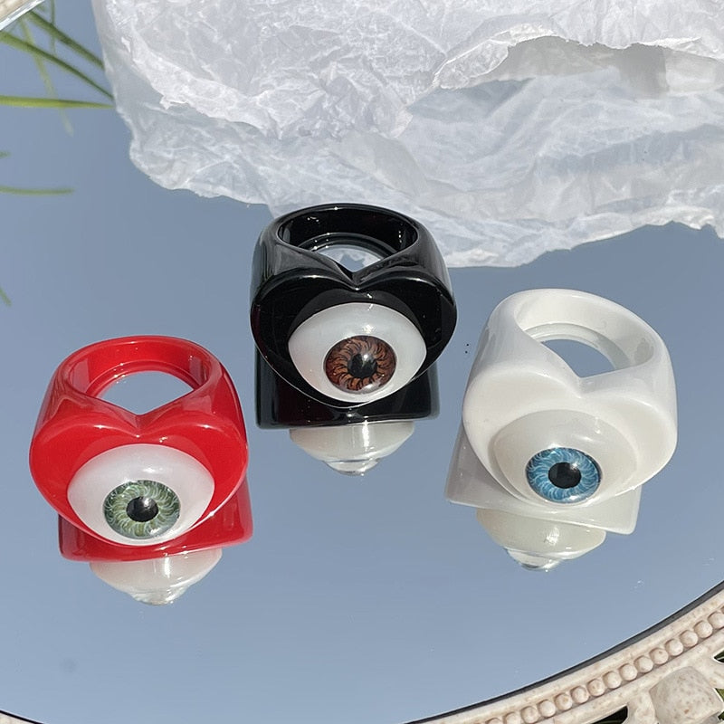 Acrylic Evil Eye Rings