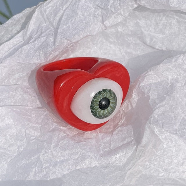 Acrylic Evil Eye Rings
