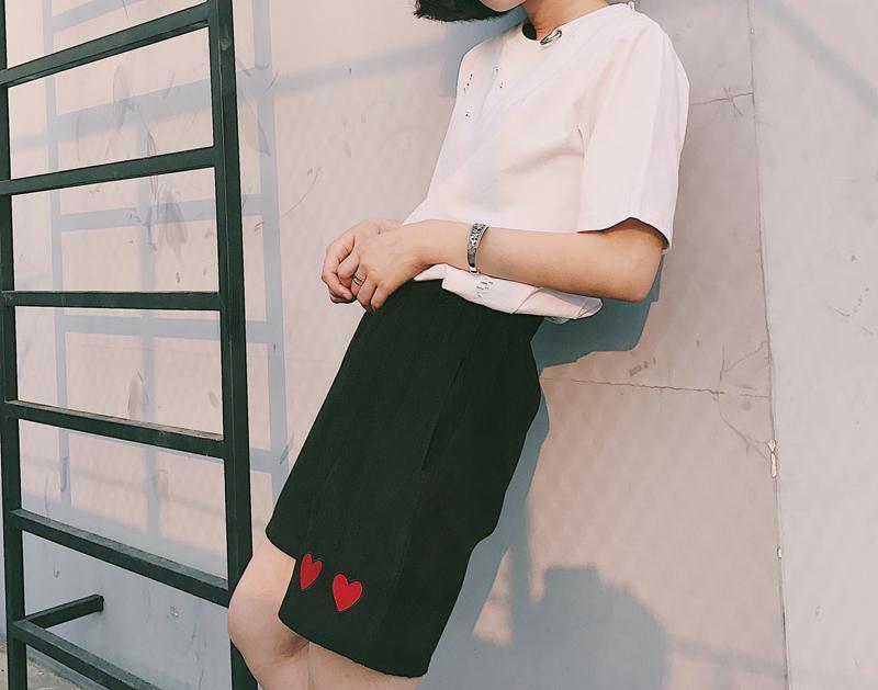 Embroidered Hearts Shorts