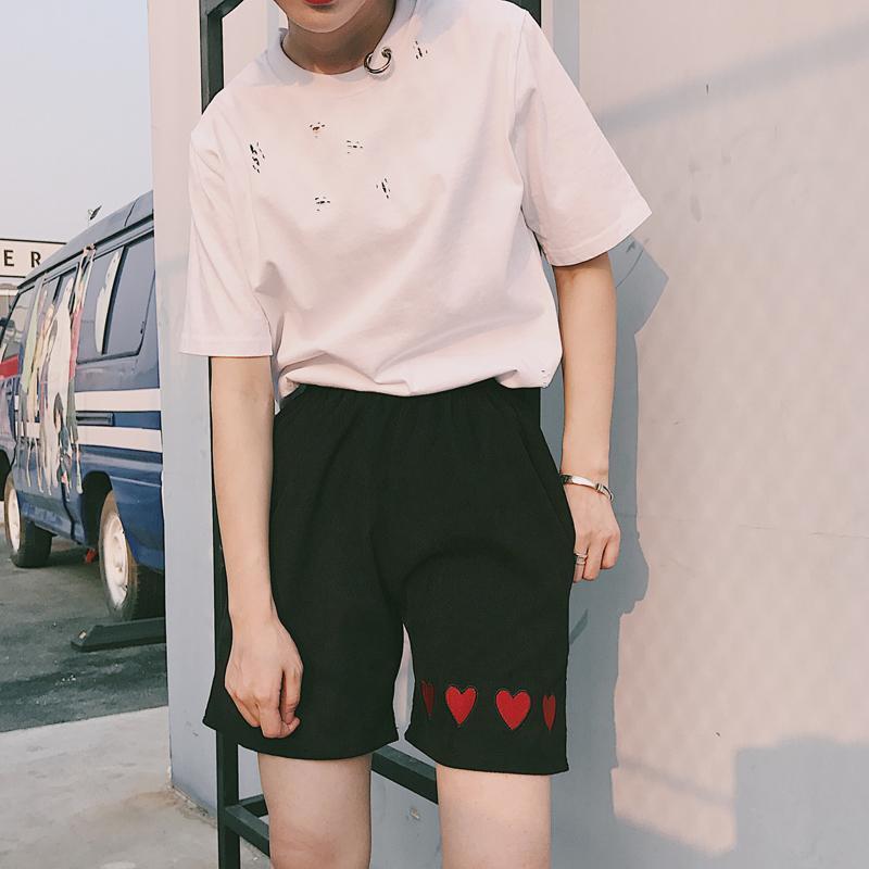 Embroidered Hearts Shorts