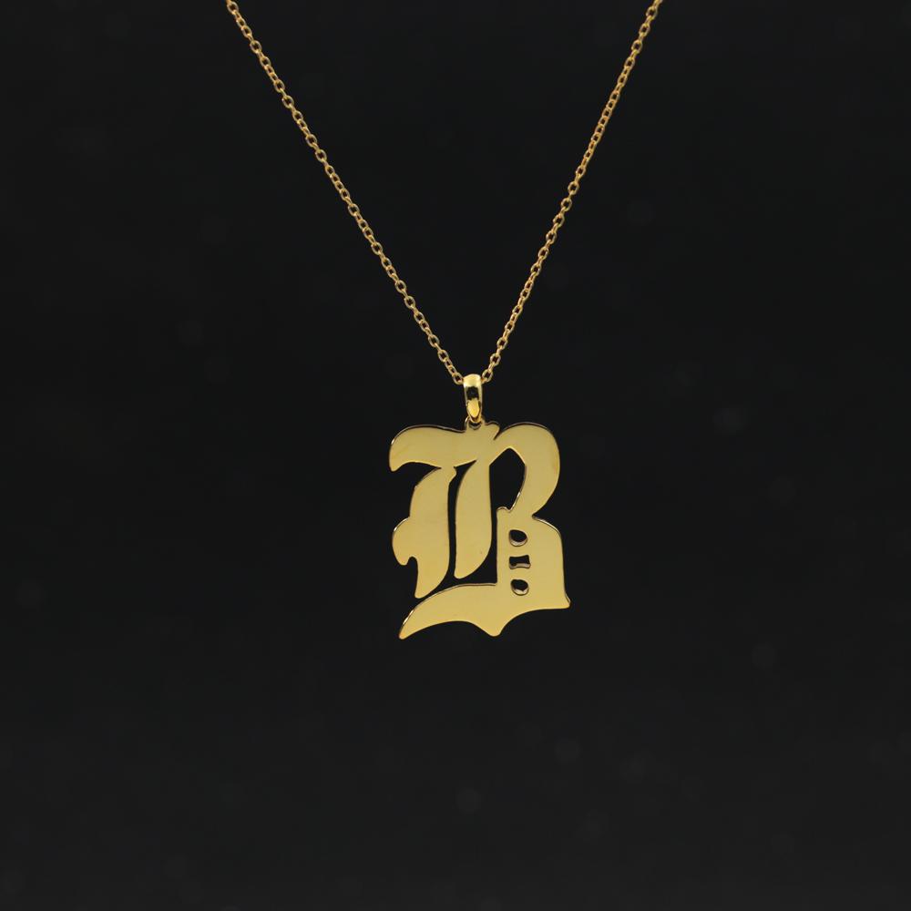 Personalized Old English Sterling Silver Necklace