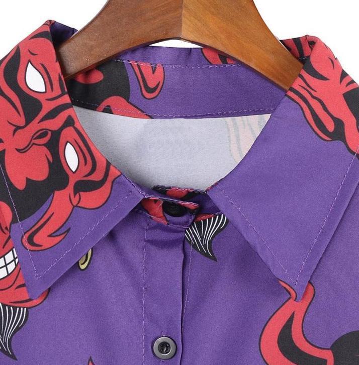 Devil Button Up Top
