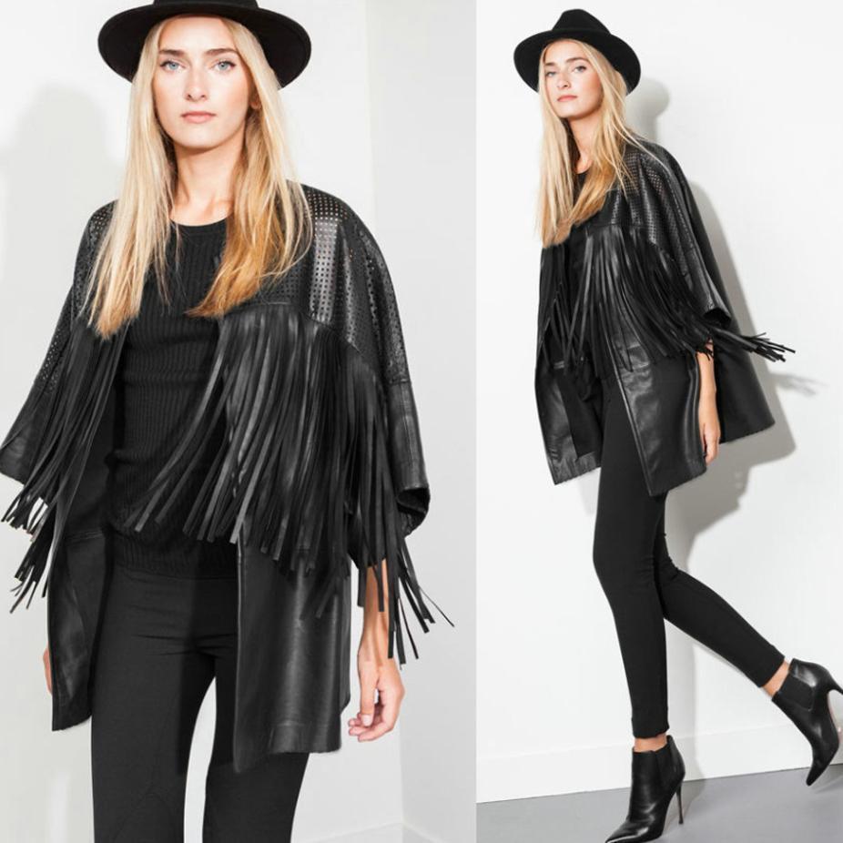 Slim Tassel Leather Jacket