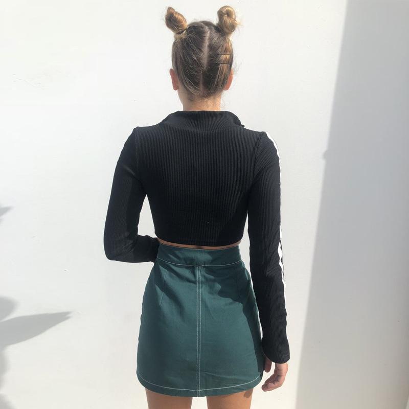 Zip Up Ribbed Racer Top