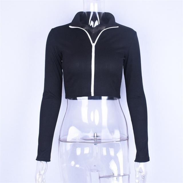Zip Up Ribbed Racer Top