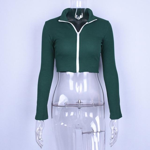 Zip Up Ribbed Racer Top