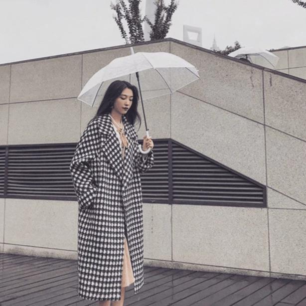 Houndstooth Wool Coat