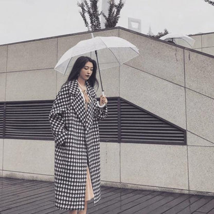 Houndstooth Wool Coat