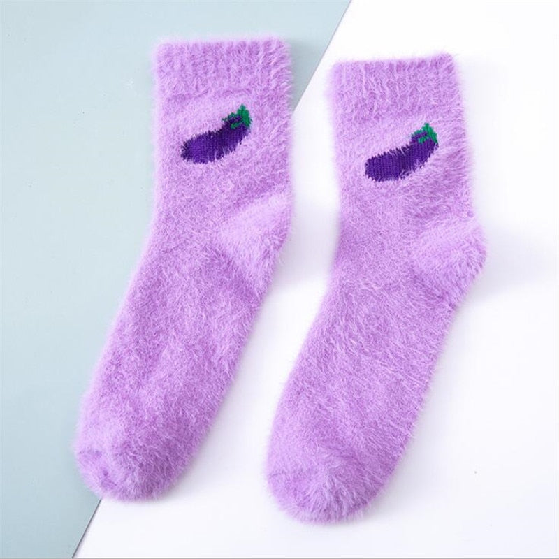 Fuzzy Fruit Socks