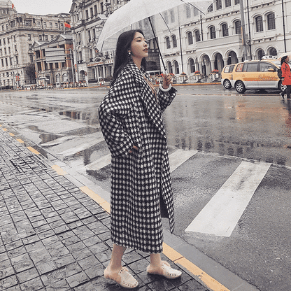 Houndstooth Wool Coat