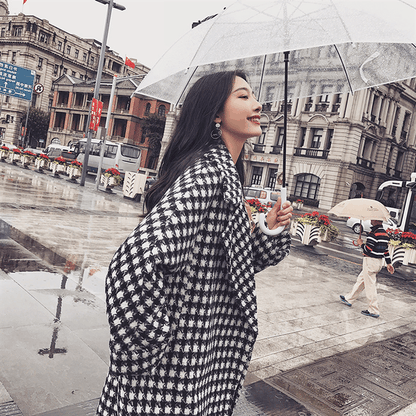 Houndstooth Wool Coat
