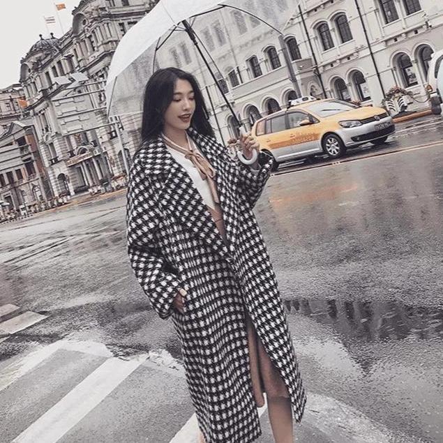 Houndstooth Wool Coat