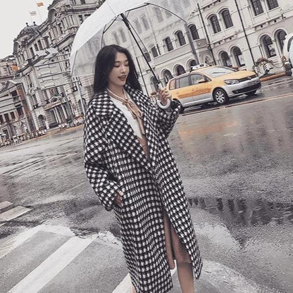 Houndstooth Wool Coat
