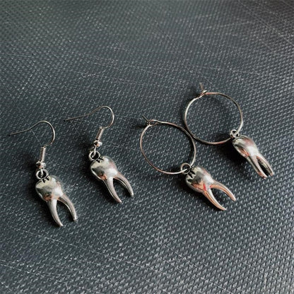 2 Pair Silver Tooth Earrings