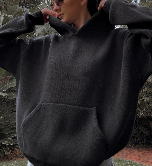Oversized Knitted Oversized Pullover Hoodie