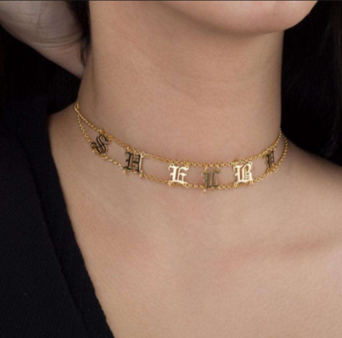 Old English Personalized Necklace (12 Characters)