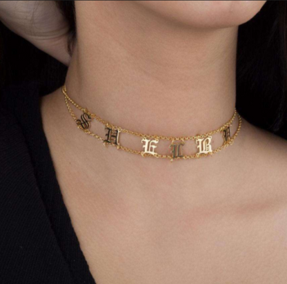 Old English Personalized Necklace (12 Characters)