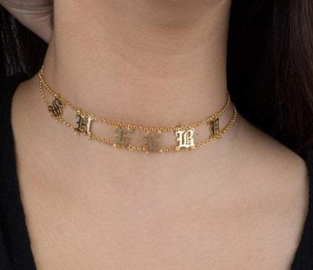 Old English Personalized Necklace (12 Characters)