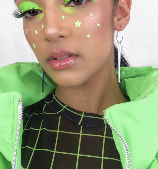 Neon Grid Mesh Top