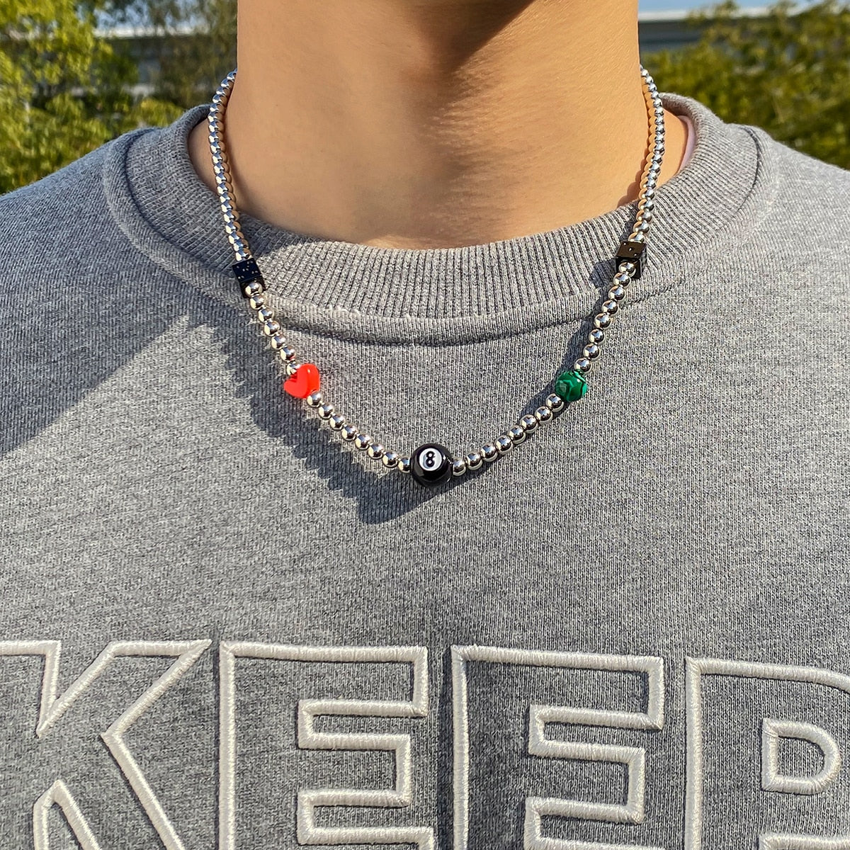 Eight Ball Dice Choker Necklace