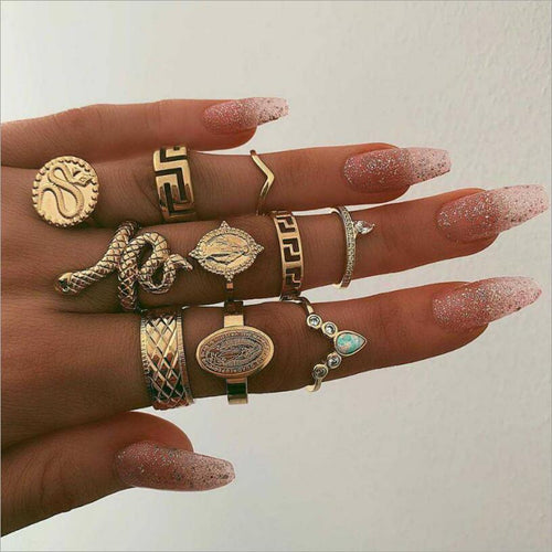 10 Piece Snake Ring Set
