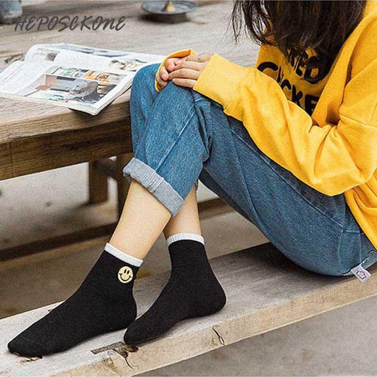 Embroidered Smile Socks