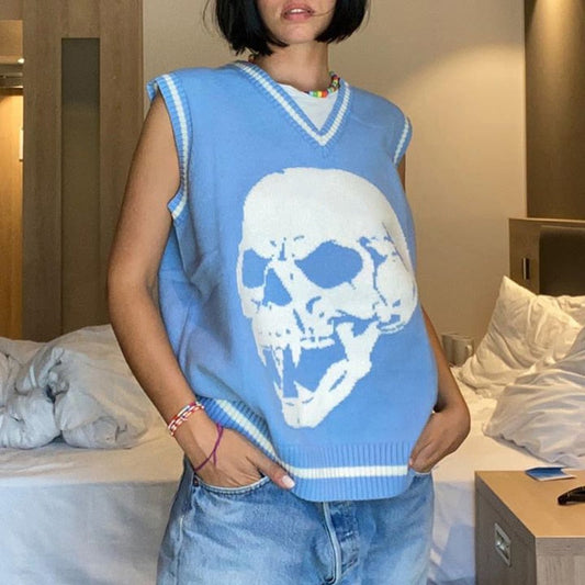 Skull Knit Sweater Vest