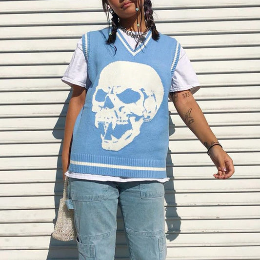 Skull Knit Sweater Vest