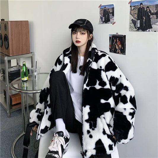 Rorschach Faux Fur Zip Up Hoodie