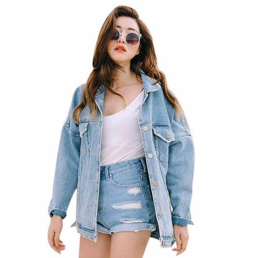 Womens Oversized Batwing Denim Jacket