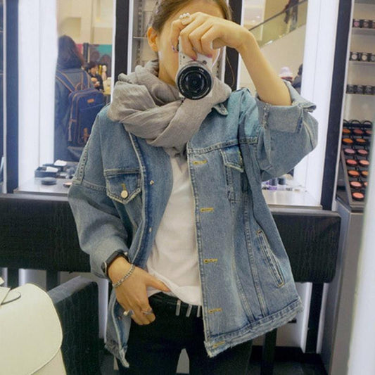 Womens Oversized Batwing Denim Jacket