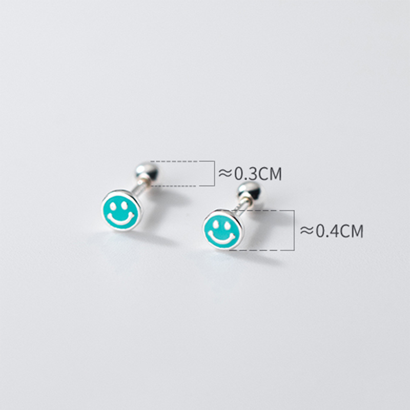 Small Sterling Silver Happy Face Earring
