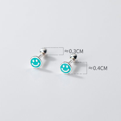 Small Sterling Silver Happy Face Earring