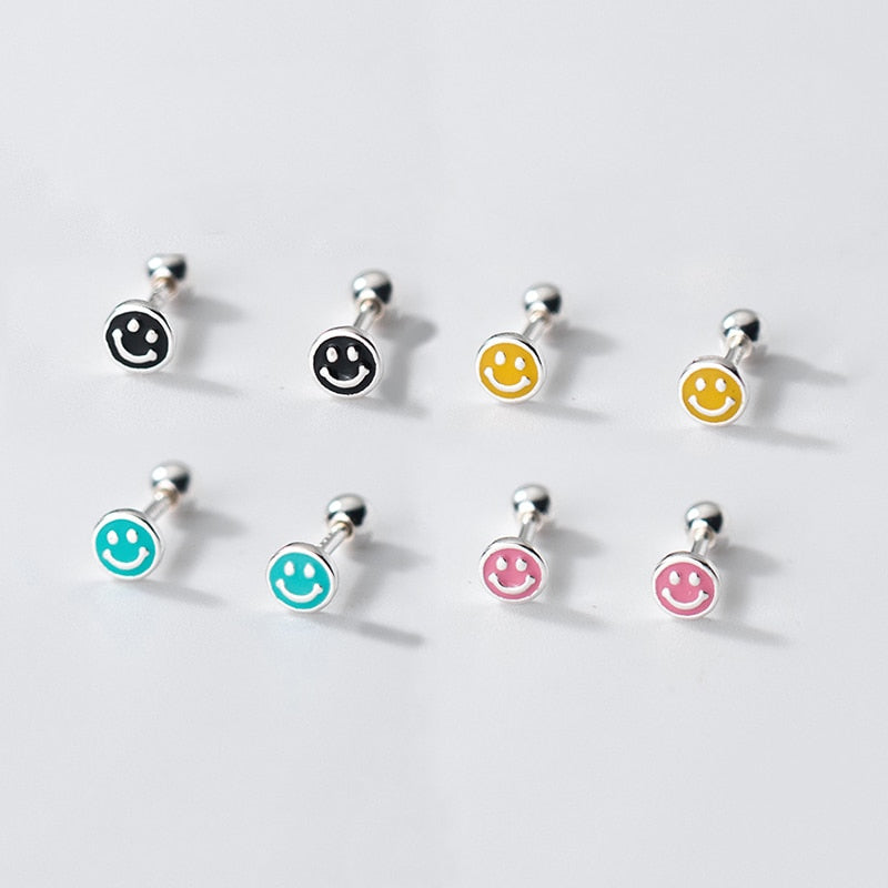 Small Sterling Silver Happy Face Earring