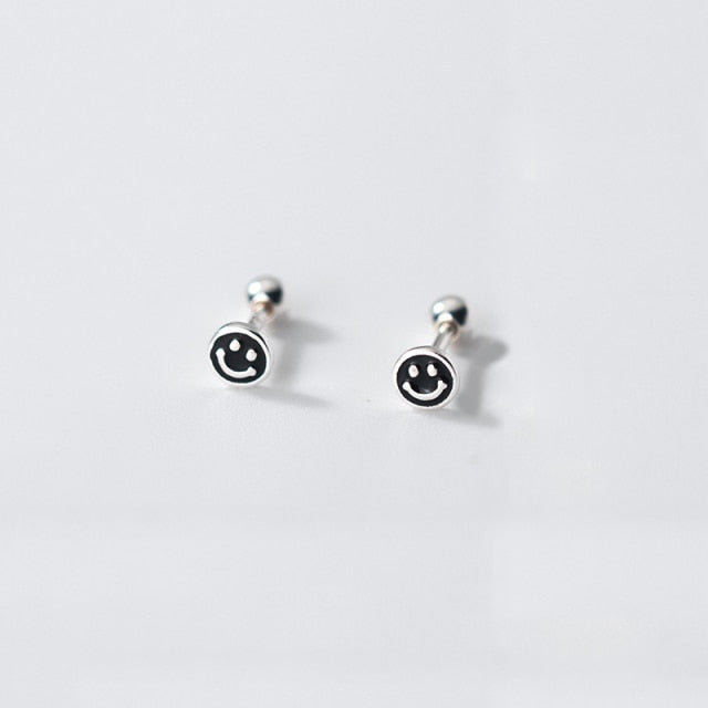 Small Sterling Silver Happy Face Earring
