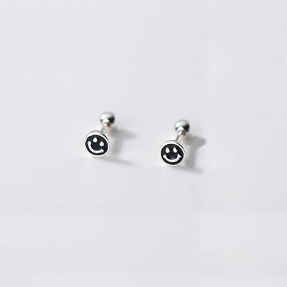 Small Sterling Silver Happy Face Earring