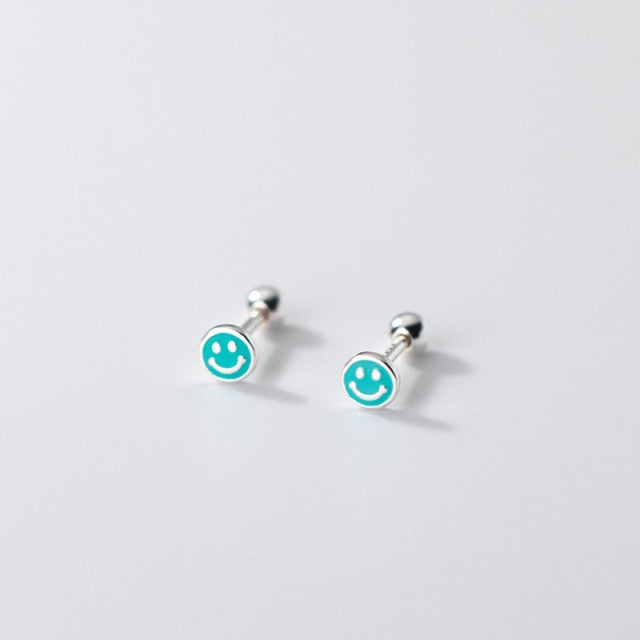 Small Sterling Silver Happy Face Earring