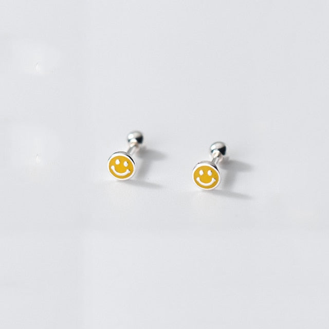 Small Sterling Silver Happy Face Earring