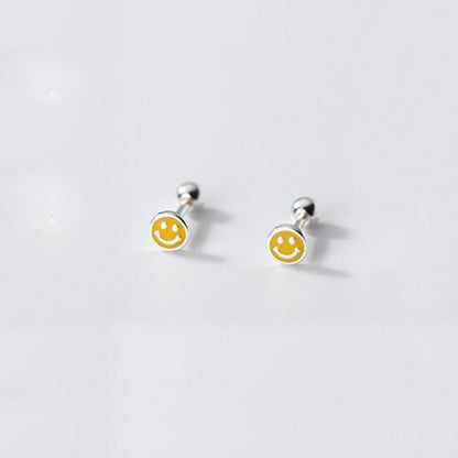 Small Sterling Silver Happy Face Earring