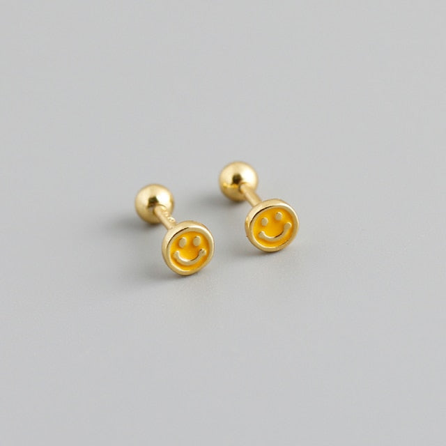 Small Sterling Silver Happy Face Earring