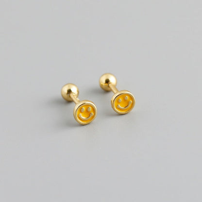 Small Sterling Silver Happy Face Earring