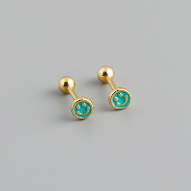 Small Sterling Silver Happy Face Earring