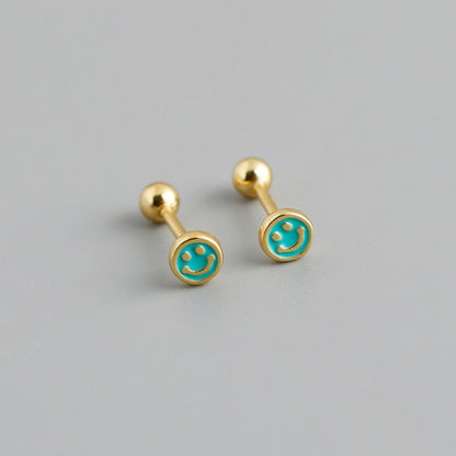 Small Sterling Silver Happy Face Earring