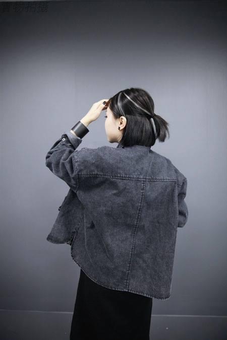 Loose Black Denim Jacket