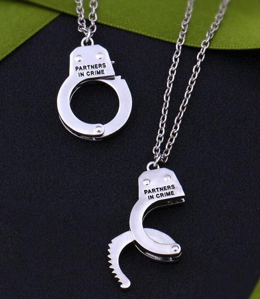 Partners In Crime Handcuff Necklaces (2Pc Set)