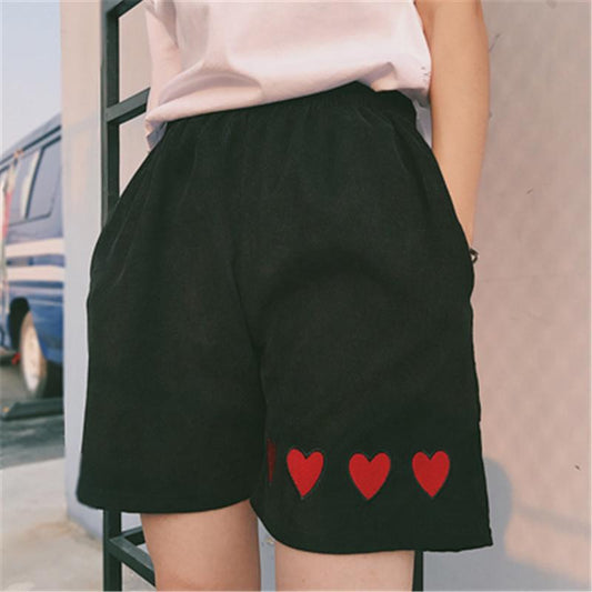 Embroidered Hearts Shorts
