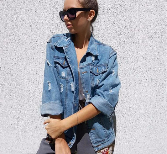 Distressed Oversized Denim Jacket