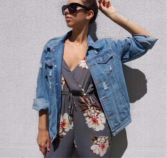 Distressed Oversized Denim Jacket